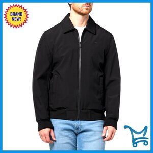 Men's Golf Bomber Jacket with Laydown Collar Rib Knit Cuffs